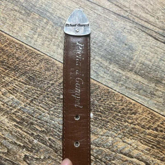 Richard Gampel Belt, Brown Vintage, Crocodile, Made in France, Brown Belt 38" - Picture 6 of 8